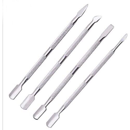 1 pc Stainless Steel 2 Way Cuticle Nail File Push Spoon Pusher Remover Manicure Pedicure Tool