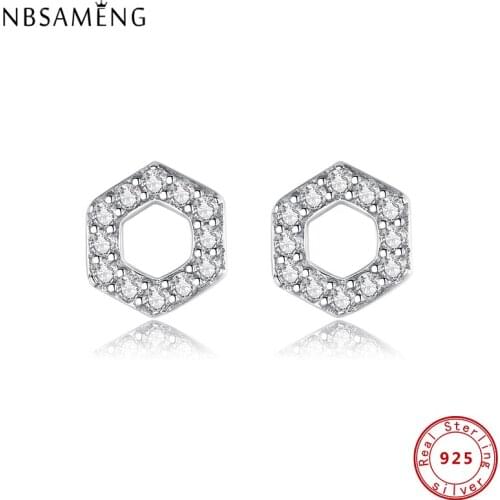 100% 925 Sterling Silver Earrings Sparkling Rhombus Shape Stud Earrings For Women Wedding Birthday Gift Fashion Jewelry