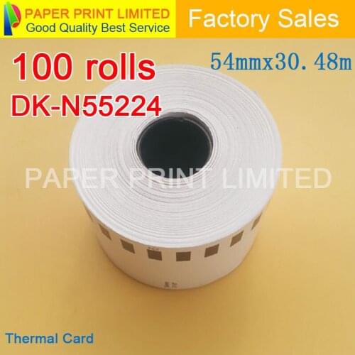 100 Refill Rolls Generic DK-N55224 Label Non-Adhesive 54mm*30.48M Continuous Compatible for Brother Label Printer DK-N5224