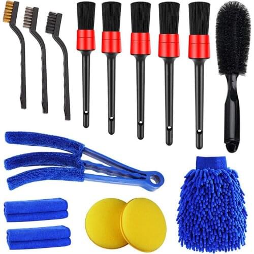 15pcs Car Detailing Brush Drill Brushes Detail Brush Set For Air Vents Wheel Rim Clean Auto Cleaning Brush Car Cleaning Tools