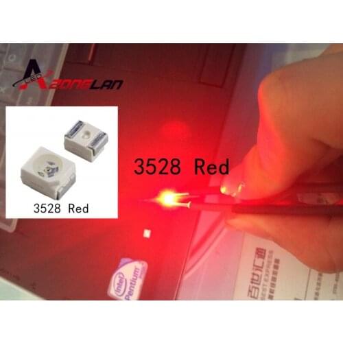 200PCS 12-20LM 2835 Red SMD LED 0.2W high bright light emitting diode chip leds 620-625NM PLCC-2 60Ma SMD/SMT 3528 Red