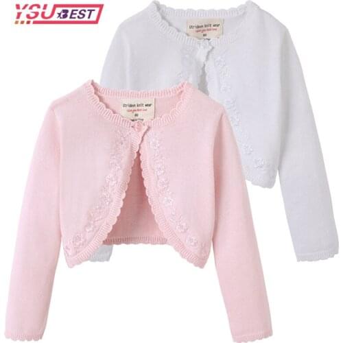 2021 Baby Girl Cadigan Little Girls Long Sleeve 100% Cotton Solid Knit Bolero Cardigan Shrug Sweaters for Birthday Party Sweater