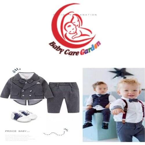 2021New Baby Boy Clothes Gentleman Baby Clothing Set Shirt With Tie+ Coat+Pant Newborn Baby Clothes