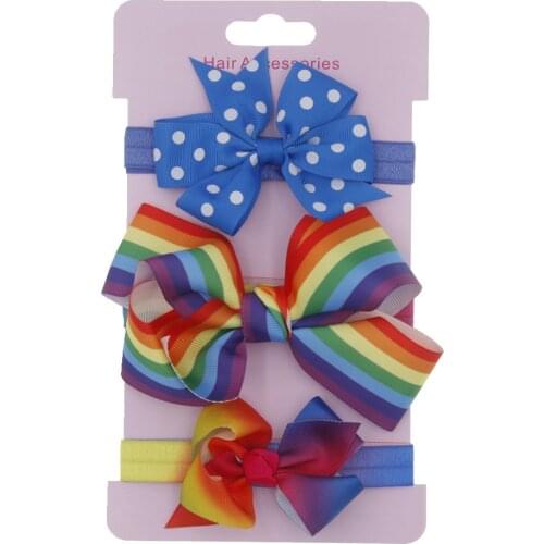 3Pcs Baby Hundred Sunshine Nylon High Elastic Hair Headband Child Cute Bow Tie Hair Accessories Set