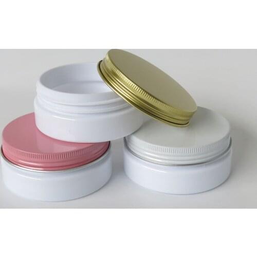 30PCS/LOT 80ML White Hair Gel Plastic Jar with Gold White Pinlk Metal Screw Lids