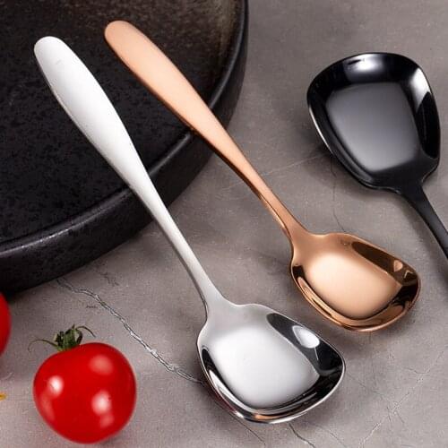 304 creative stainless steel tableware square head flat bottom thickened dessert spoon tablespoon