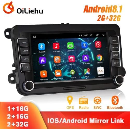 OiLiehu 2 Din Car Radios Android Auto Stereo Receiver GPS 7'' Multimedia Player For Volkswagen/VW/Tiguan/Golf/Skoda/Passat b6/b7