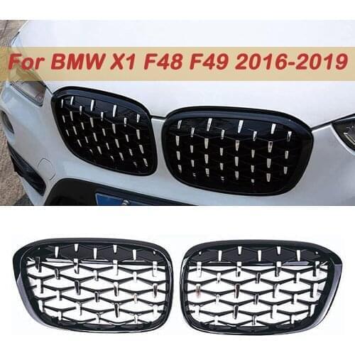 Car Diamond Front Kidney Grille Racing Grill For BMW X1 F48 F49 2016 2017 2018 2019 Meteor Style Grills Car Styling Parts