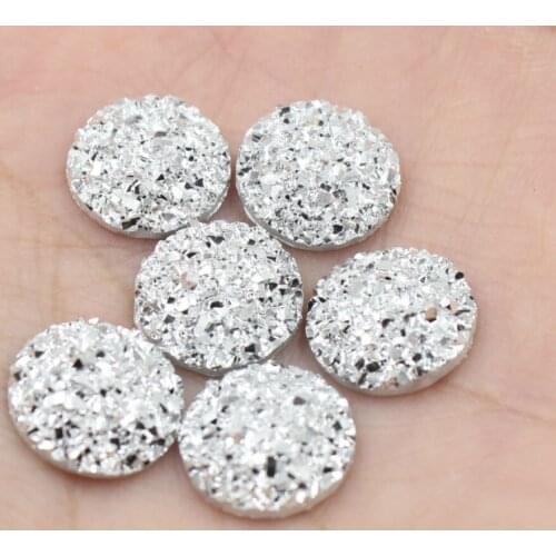 Free Shipping 50pcs/lot Silver AB Color 12mm AB Flatback Resin Round Stone beads