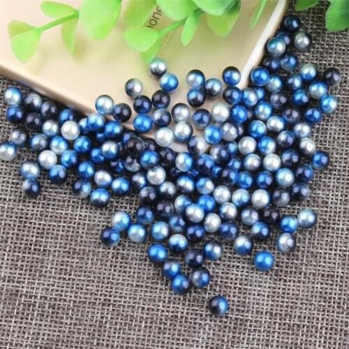 Loose 2.5mm-12mm Deep Blue Rainbow Color DIY Plastic Imitation No Holes Pearl Bead for Garment Hand Craft Art Decoration