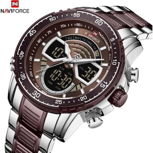 NAVIFORCE Fashion Casual Mens Sport Watches Luxury Brand Quartz LED BackLight Digital Chronograph Clock Waterproof WristWatches