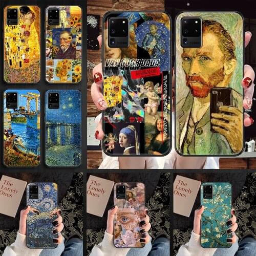 Van Gogh art Oil Painting Phone case For Samsung Galaxy Note 4 8 9 10 20 S8 S9 S10 S10E S20 Plus UITRA Ultra black 3D prime
