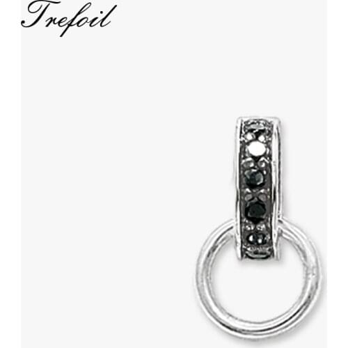 Black CZ Pave Charms Pendant Carriers, Fashion Jewelry 925 Sterling Silver Trendy Gift For Women Men Lovers 2018 New