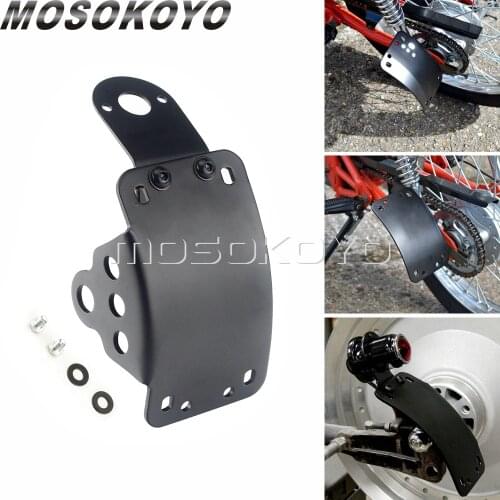For Harley Cafe Racer Bobber Chopper Curved Side Mount Motorcycle Motorbike License Plate 3/4" Hole Bracket Number Plate Holder