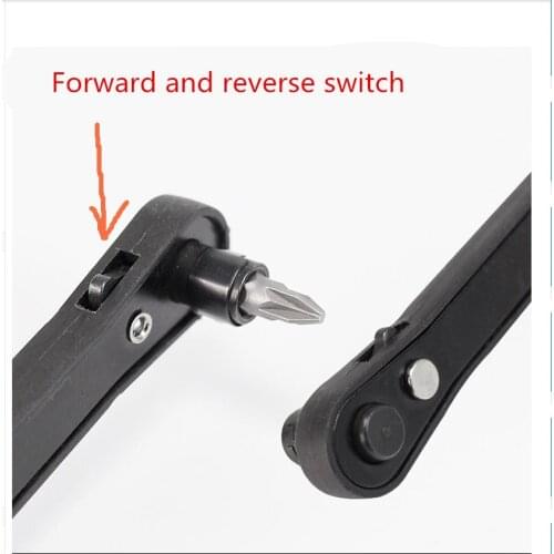 Reversible wrench, two-way ratchet wrench, bit turner, screwdriver elbow, screwdriver set