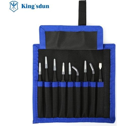 ESD-9 9 Pieces 1.5 mm Thickness Polishing Tweezers Set For Smd PCB Soldering Station