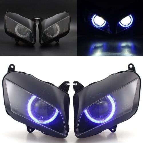 Motorcycle Headlight Assembly Xenon HID Projector Headlamp LED Blue Angel Eyes DRL High Low Beam For Honda F5 CBR600RR 07-12