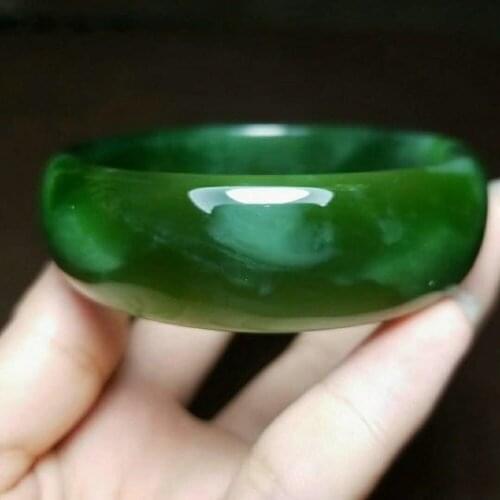 H34#Russian material and Tian Yu ice bottom spinach green cat eye jasper bracelet