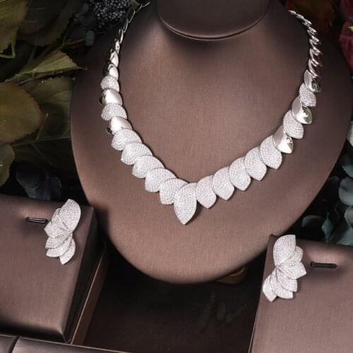 Janekelly 2pcs Bridal Zirconia Full Jewelry Sets For Women Party, Luxury Dubai Nigeria CZ Crystal Wedding Jewelry Sets