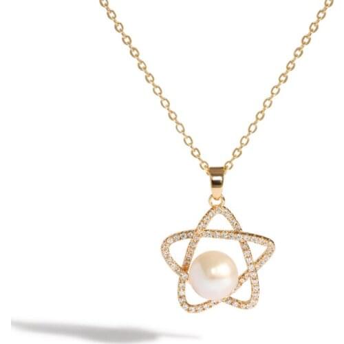 Kfvanfi 2021 New Fashion Natural Pearl Necklace Necklace Cute Five-pointed Star Pendant Ladies Jewelry Gifts for Girls