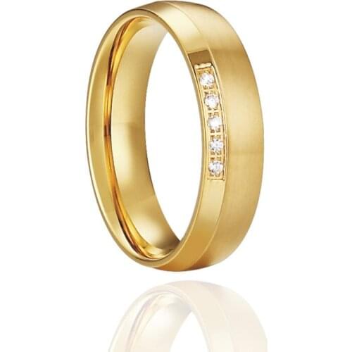 Rings wholesale 14k gold plated stainless steel wedding bands women jewelry cz stone ladies alliance engagement rings female