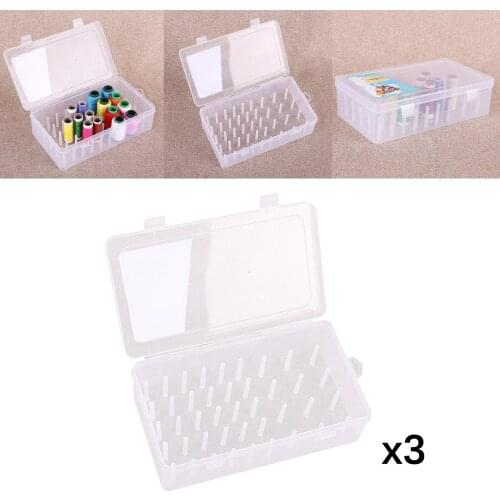 3 Pieces Solid Sewing Thread Storage Box Container Case Holder with 42 Pieces Pillar Prevents Twining