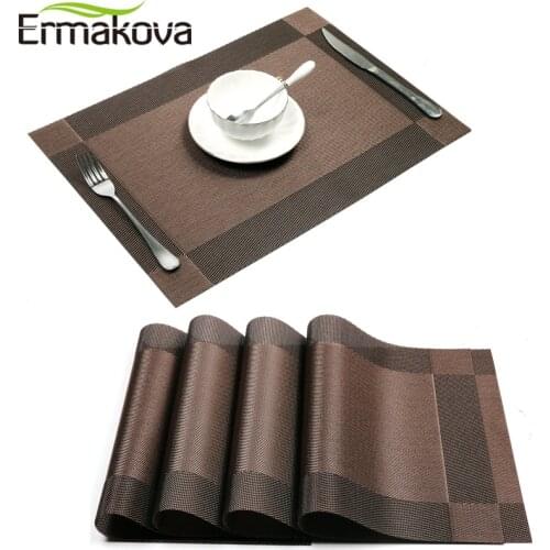ERMAKOVA Placemats Washable PVC Table Cloth Pad Mat Tablemats Stain-Resistant Dining Disc Bowl Pad Coaster Non-slip PVC Pad