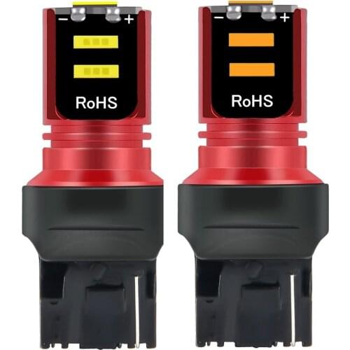 2Pcs New T20 7440 W21W WY21W Super Bright CSP LED Car Brake Bulb Turn Signals Auto Backup Reverse Lamp Daytime Running Light 12V