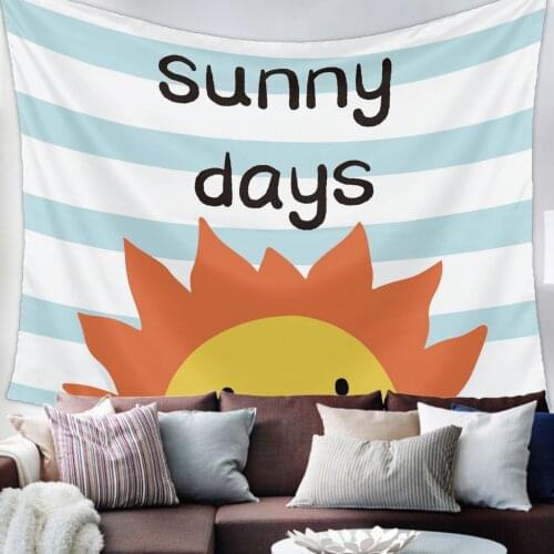 Summer Sun Cartoon Stripes Tapestry Bedroom Home Decoration Wall Blanket Tapestry Bedroom Wall Hanging Yoga Mat