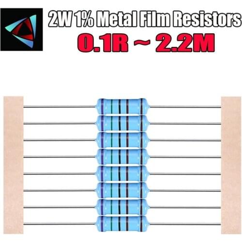 10pcs 2W Metal film resistor 1% 0.1R ~ 2.2M 0.1 0.15 0.18 0.22 0.24 0.27 0.3 0.33 0.36 0.39 0.43 0.47 0.56 0.68 0.75 0.82 1M ohm