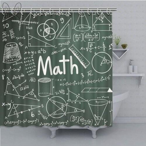 Fashion Math Table Bathroom Curtain Waterproof Polyester Fabric Bath Shower Curtain Bathing Cover Shower Sets