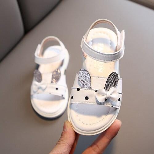 Girls Fashion Bow Sandals Kids Soft Bottom Long Ears Princess Shoes 2020 Summer New Child Baby Outdoor Beach Sandals Size 21-30