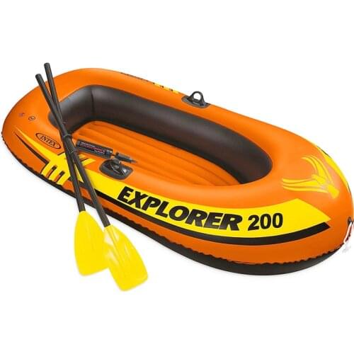 Explorer 200, 2 Person Inflatable Boat Set with French Oars and Mini Air Pump 58331