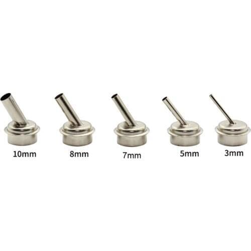 5pcs/Set 45 Degree Bent Curved Heat Nozzle 3/5/7/8/10mm Hot air Gun Oblique Mouth Nozzles For QUICK 861DW Soldering Station