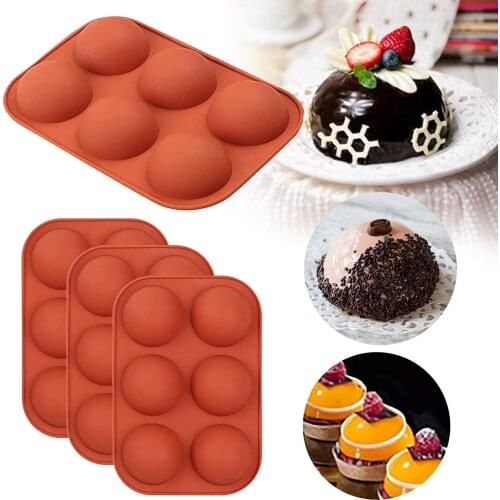 Brick red Cavity Semi Sphere Silicone Mold Making Chocolate Cake Jelly Dome Mousse Trays Non-Stick Fondant Moulds Bakeware Tools