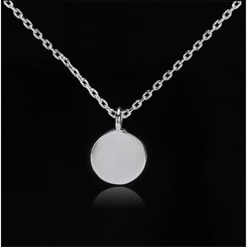 Pure 925 Sterling Silver Round Shape Pendants Necklace Simple Design for Boys and Girls Fashion Jewlery