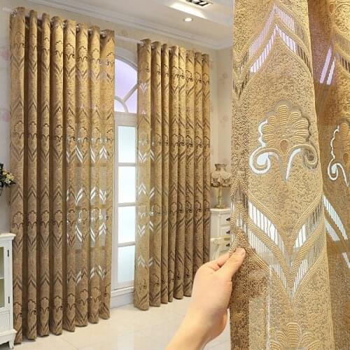 Tangmei Thickened Curtains for Living Dining Room Bedroom Window Screens Translucent and Opaque European-style Jacquard Curtain