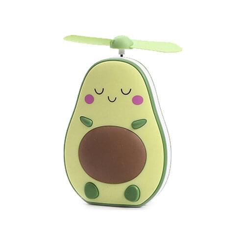 Makeup Mirror Portable Avocado Shape Handheld Mini Air Cooler Fan with Fill Light Mirror USB Three Way Fill Light Make-up Mirror