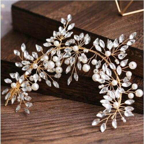 Gold Color Rhinestone Hair Comb Bridal Headband Wedding Hair Accessories Crystal Hair Comb Hairband Wedding Hair Jewelry