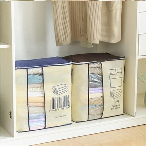 1PCs Non-Woven Family Save Space Organizador Bed Under Closet Storage Box Clothes Divider Organiser Quilt Bag Holder Organizer