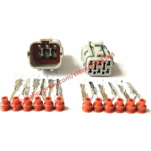 20 Sets Female Male 6 Pin 7123-7464-40 7222-7464-40 Automotive Connector Auto Light Lamp Socket Connector Tail Light Plug