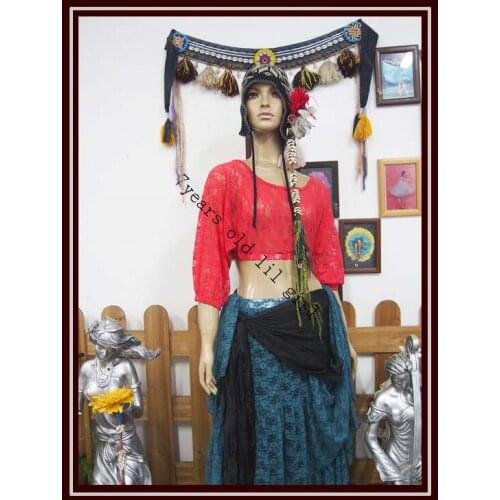 Belly dance top costumes New style belly dance costumes senior sexy lace Bat Sleeve Blouse Top DM30-38