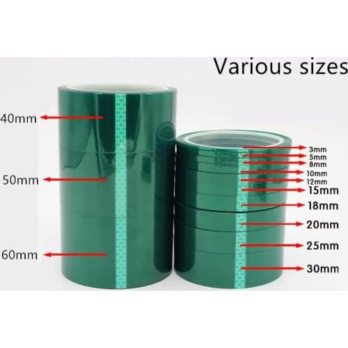 50pcs/lot 30mm*33m Heat-resistant PET High Temperature Green Masking Shielding Tape for PCB Solder Plating Insulation Protection