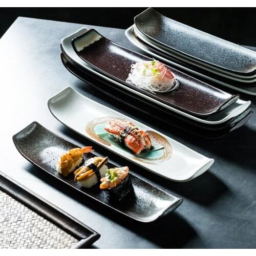 Japanese-style creative personality ceramic plate large sushi plate rectangular plate sashimi barbecue plates roast wing plates