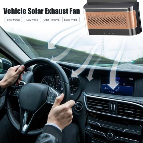 Car Exhaust Ventilator Cooling Ventilation Odor Removal Fan Radiator Solar Power Solar Fan for Car Camper Van SUV RV Solar Fans