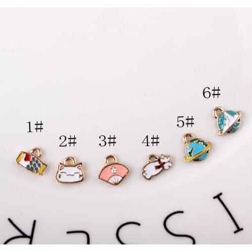 Japanese kitten fan satellite Enamel jewelry accessories KC gold drop oil alloy small pendant carp pendant accessories