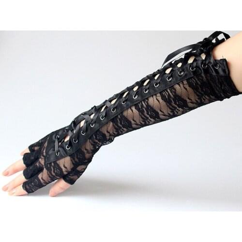 2020 Hot Lace Long Fishnet Gloves Section Hip-hop Performers Delight Temptation Nightclub Punk Sexy Gloves Black Cosplay Gloves