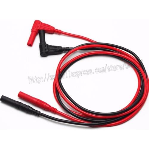 1m/3ft/39in 4mm Multimeter Meter Test Lead PVC Shrouded Right Angle Red/Black Insulated