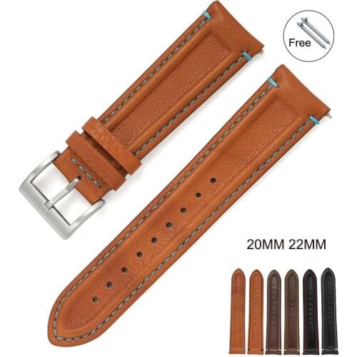 20MM 22MM Quick Release Straps Waterproof Calfskin Leather Band For Huawei /Samsung S3/Active Smart watch band Galaxy watch 46mm