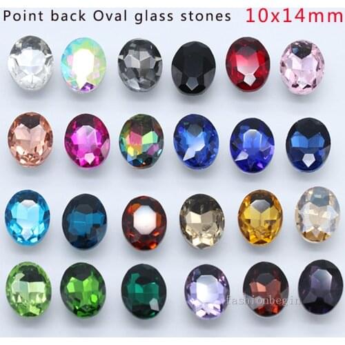 20p 10x14mm oval color pointed foiled back paste on crystal rhinestones cut glass strass chatons stone jewels crafts for Garment